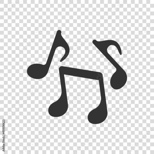 Music note icon in flat style. Song vector illustration on white isolated background. Musician sign business concept.