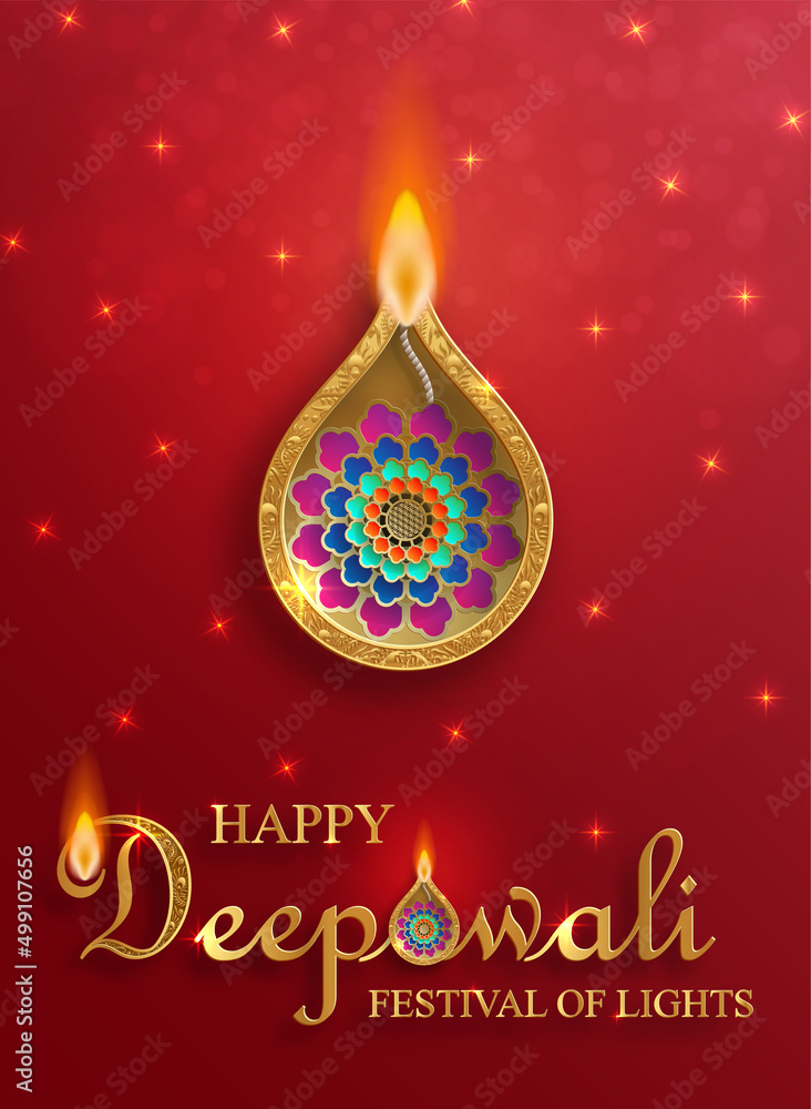 Diya lamp with fire lighting for Diwali, Deepavali or Dipavali, the indian festival of lights