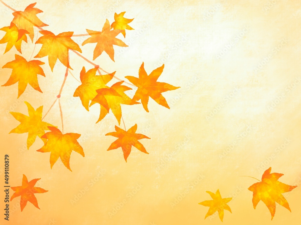 紅葉の和風水彩背景 紅葉の和風水彩背景