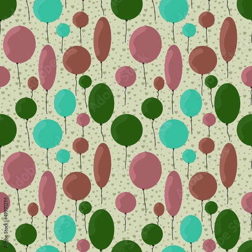 Birthday balloons seamless pattern for fabrics and packaging and gifts and cards and linens and kids and wrapping paper