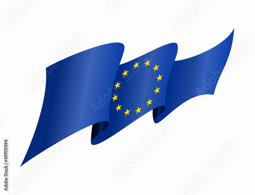 European Union flag wavy abstract background. Vector illustration.