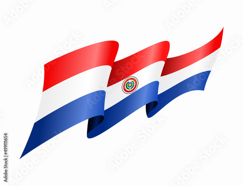 Paraguayan flag wavy abstract background. Vector illustration.