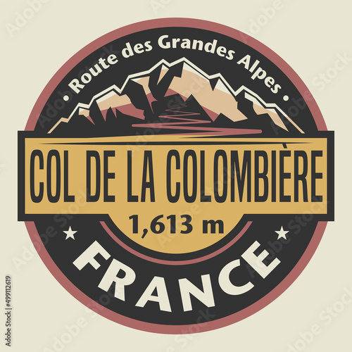 Emblem with the name of Col de la Colombiere, Route des Grandes Alpes