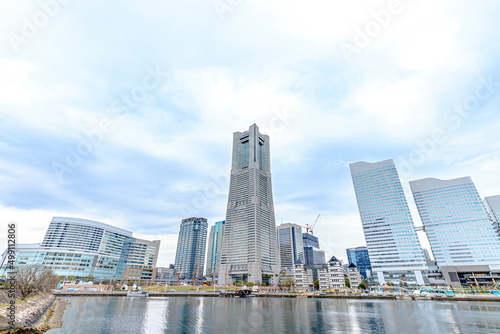                                                                                                    Yokohama city seen from the train road Yokohama Landmark Tower . Kanagawa-ken Yokohama city.