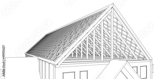 roof design of the house 3d rendering