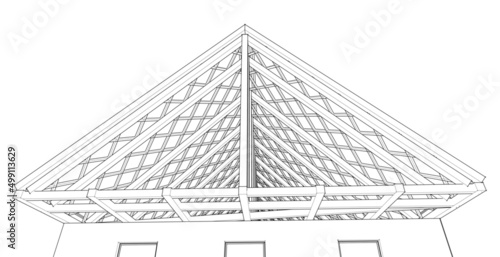 roof design of the house 3d rendering