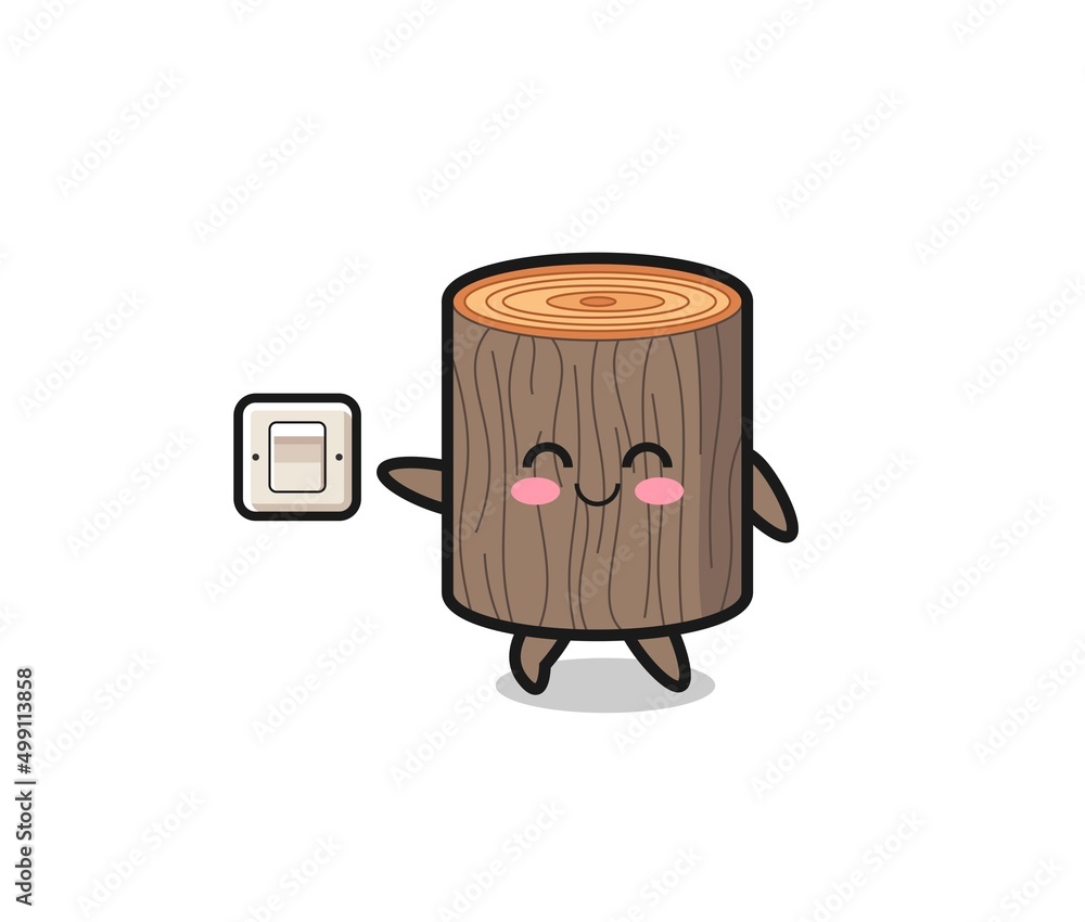 cartoon tree stump is turning off light cartoon tree stump is turning off light