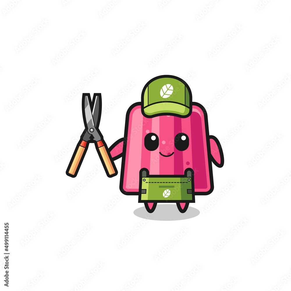 cute jelly as gardener mascot cute jelly as gardener mascot
