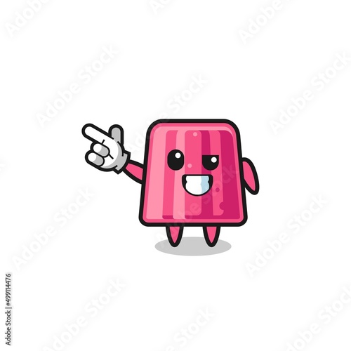 jelly mascot pointing top left