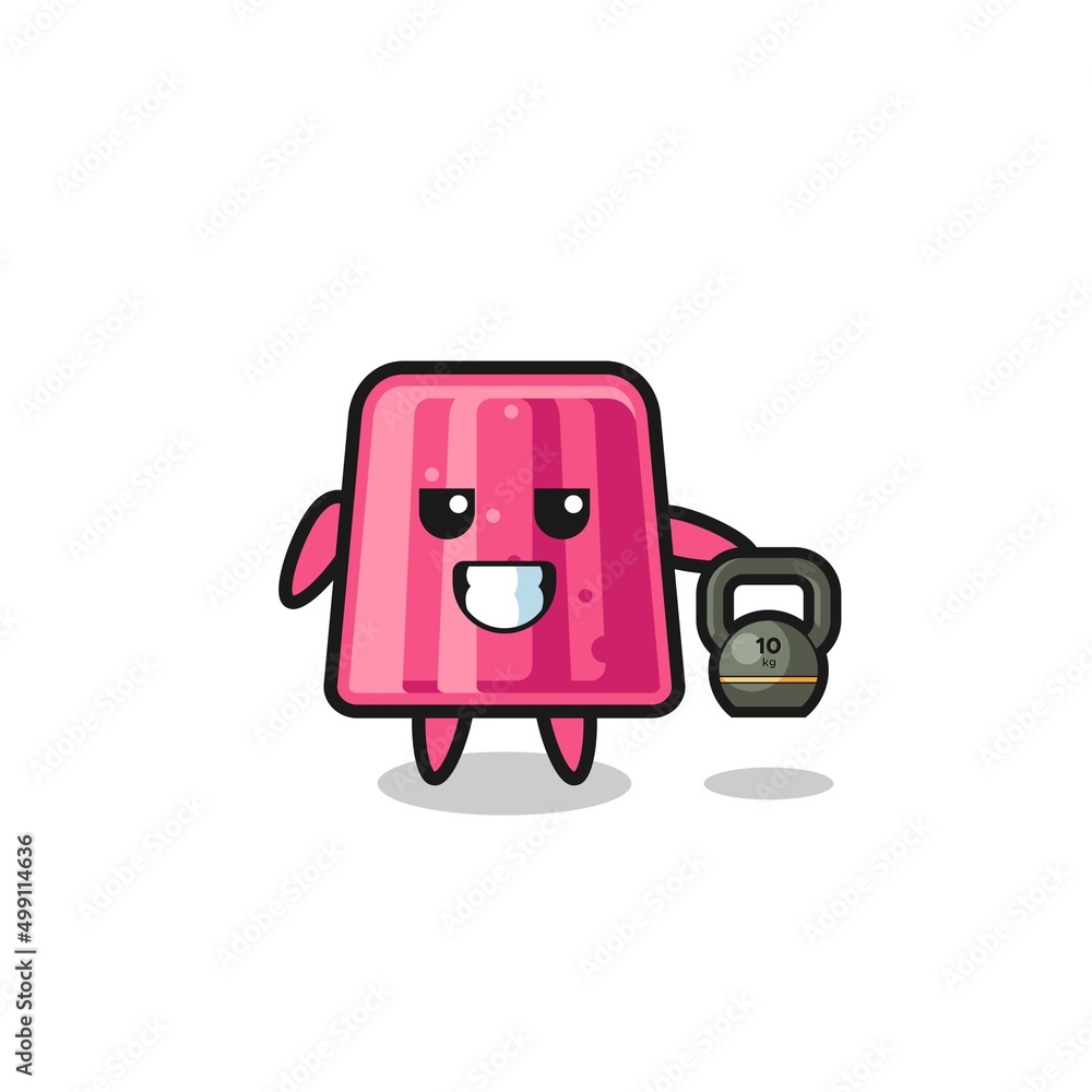 jelly mascot lifting kettlebell in the gym jelly mascot lifting kettlebell in the gym