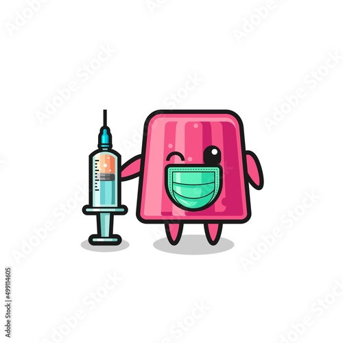 jelly mascot as vaccinator