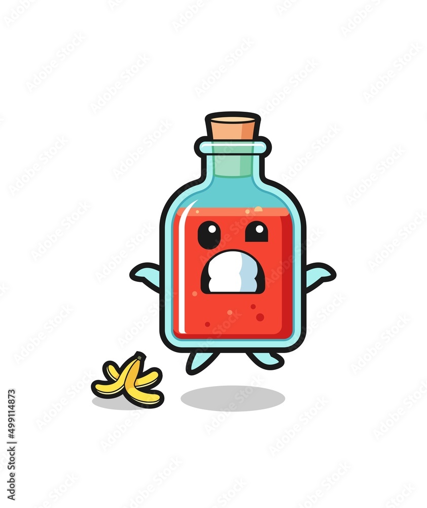 square poison bottle cartoon is slip on a banana peel square poison bottle cartoon is slip on a banana peel