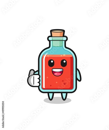 square poison bottle mascot doing thumbs up gesture