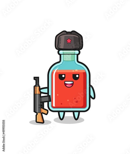 cute square poison bottle cartoon as Russian army