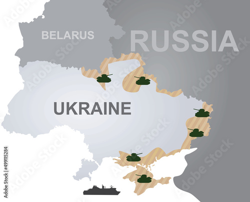 Russian invasion to Ukraine. vector