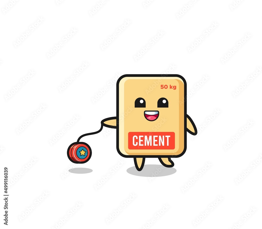 cartoon of cute cement sack playing a yoyo cartoon of cute cement sack playing a yoyo