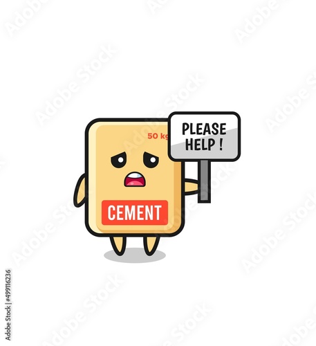 cute cement sack hold the please help banner © heriyusuf