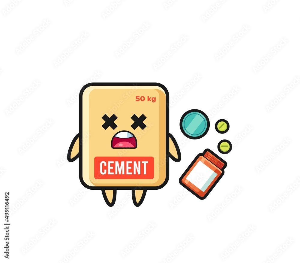 illustration of overdose cement sack character illustration of overdose cement sack character