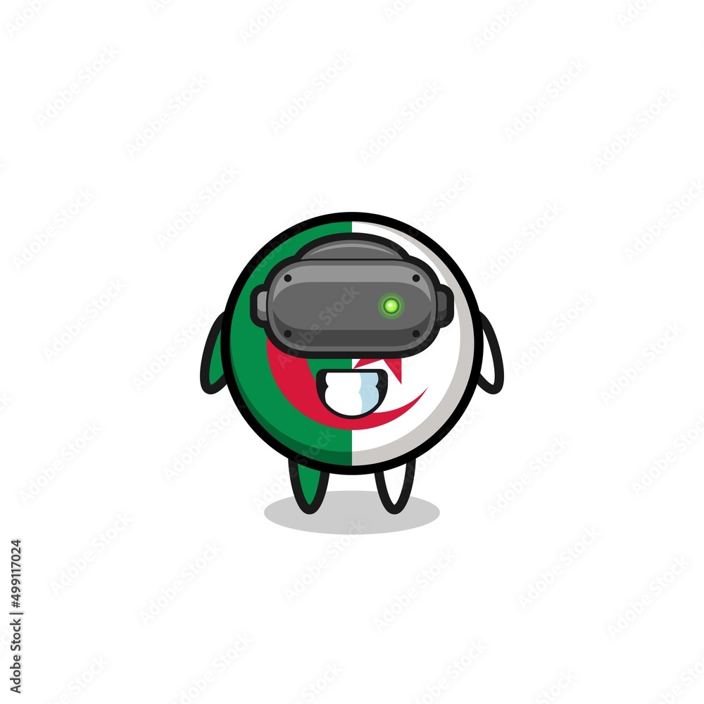 cute algeria flag using VR headset