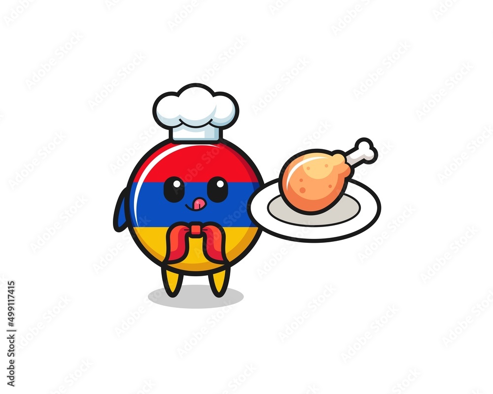 armenia flag fried chicken chef cartoon character armenia flag fried chicken chef cartoon character