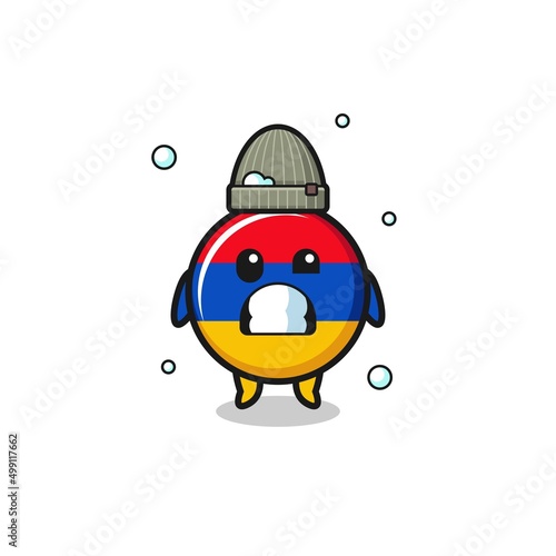 cute cartoon armenia flag with shivering expression