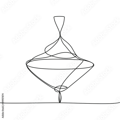 Continuous one line drawing of whirligig toy. Vector illustration