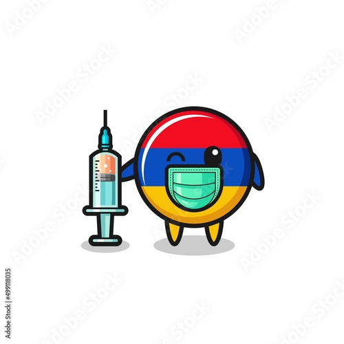 armenia flag mascot as vaccinator