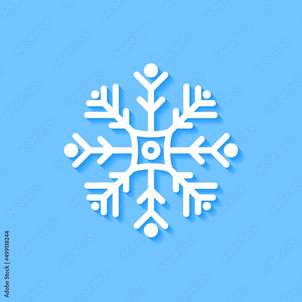 White snowflake icon on blue background, Vector. White snowflake icon on blue background, Vector.