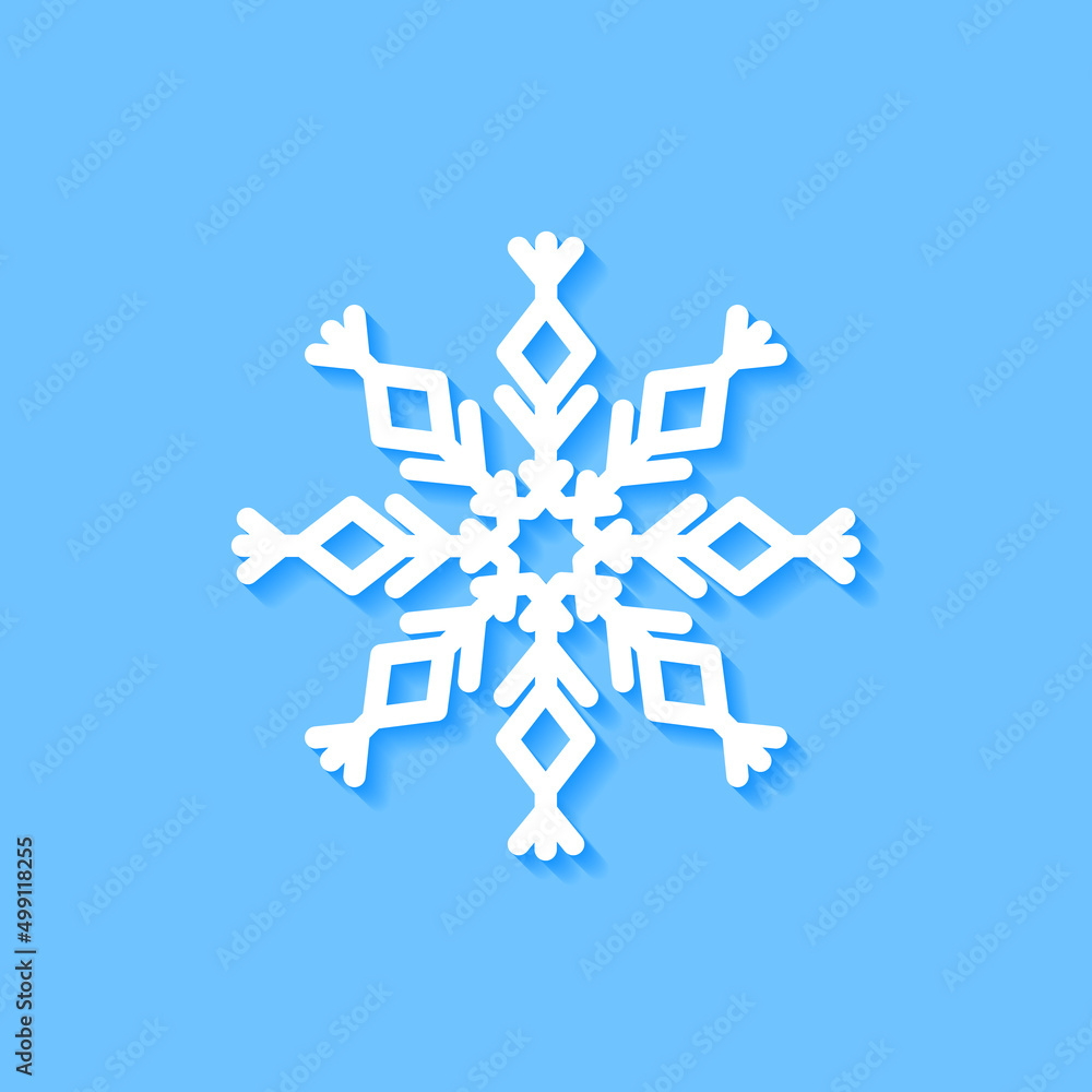 White snowflake icon on blue background, Vector. White snowflake icon on blue background, Vector.