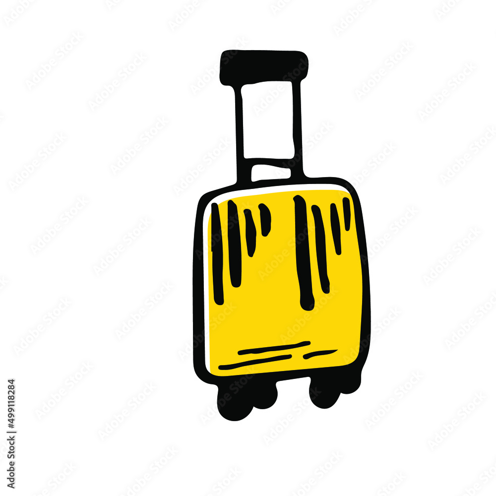 Suitcase summer vacation sketch vector icon. Trip bag hand drawn symbol isolated Suitcase summer vacation sketch vector icon. Trip bag hand drawn symbol isolated