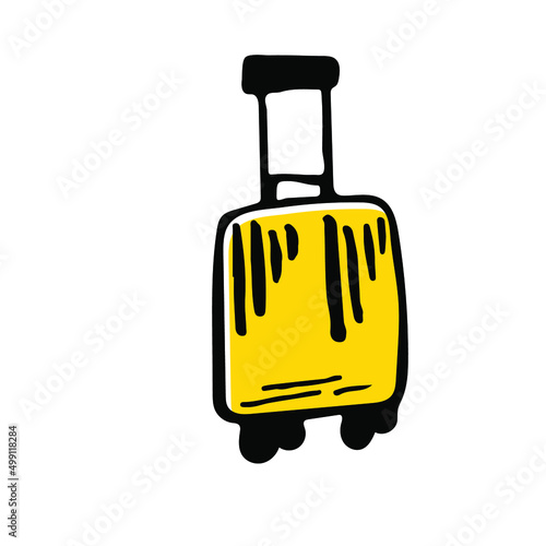 Suitcase summer vacation sketch vector icon. Trip bag hand drawn symbol isolated