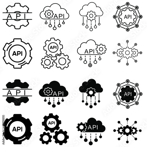 API vector icon set. software integration illustration sign collection. application symbol. Cloud logo. development sign or logo.