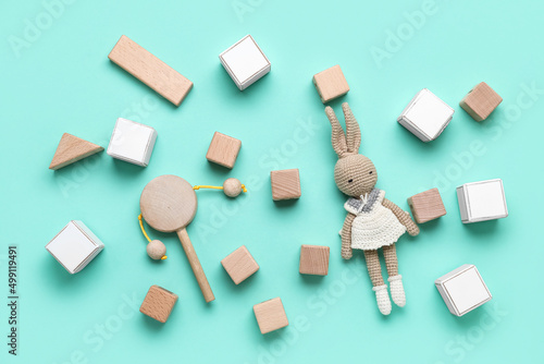 Wooden cubes with baby toys...