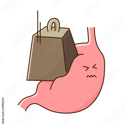 Vector illustration when the stomach is heavy.