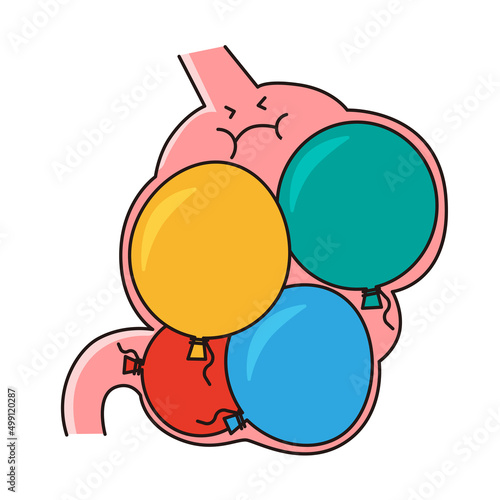 Vector illustration of a bloating stomach. photo