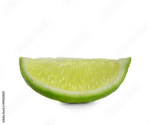 Piece of fresh lime on white background