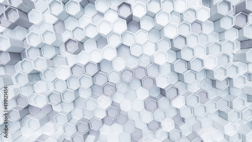 3D Render White Grey Geometric Hexagonal Background Wallpaper