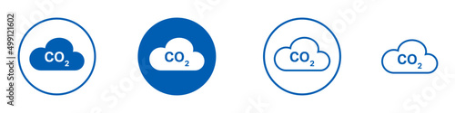 Set of CO2 emissions cloud icons. Simple blue co2 sky icons for web and print isolated on white background.