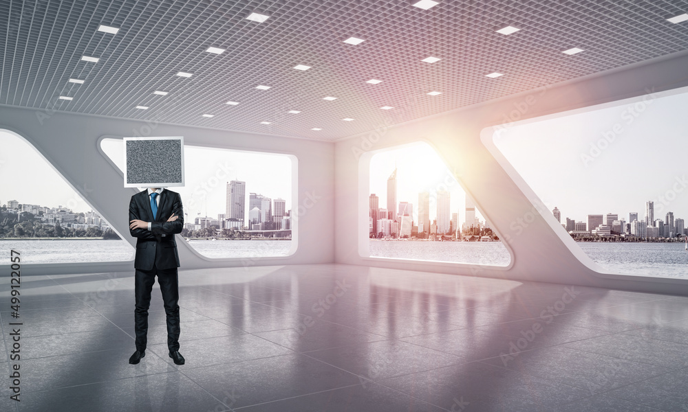 Businessman with monitor instead of head. Businessman with monitor instead of head.