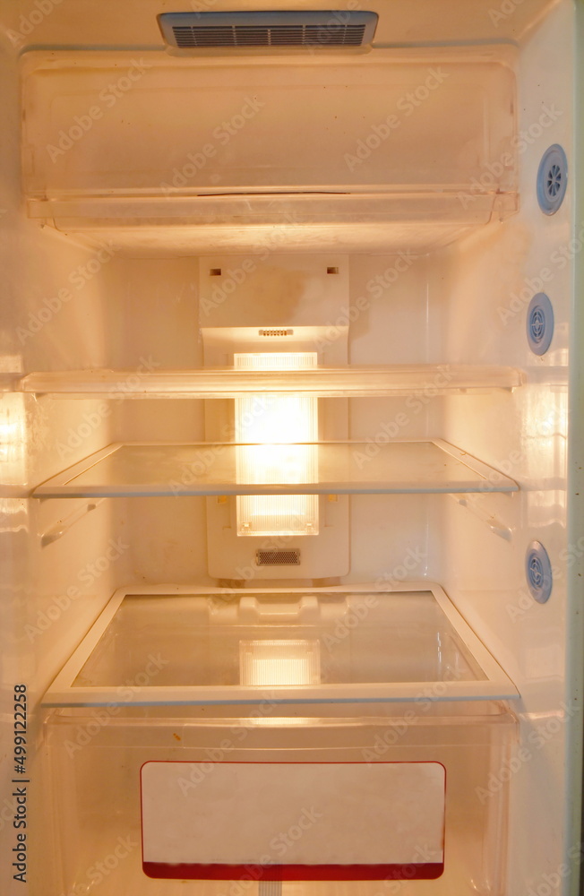Fototapeta premium empty refrigerator after cleaning and prepare to contain food
