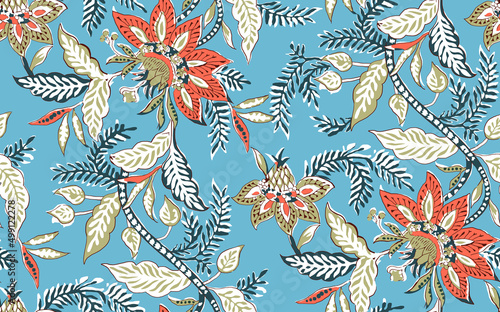 abstract Hand Print  indian Block Print Ajrakh Print background pattern
