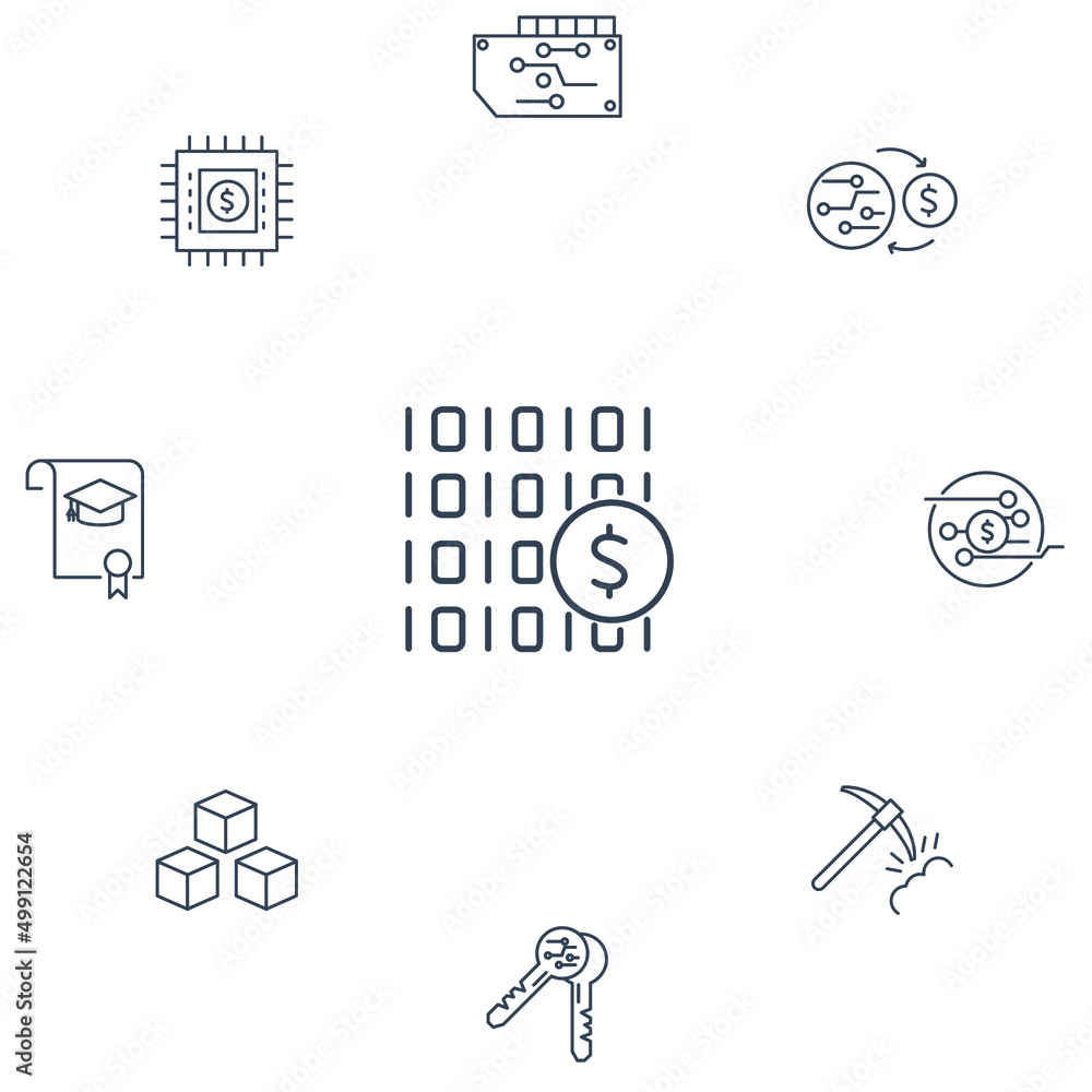 Fototapeta premium Blockchain icons set . Blockchain pack symbol vector elements for infographic web