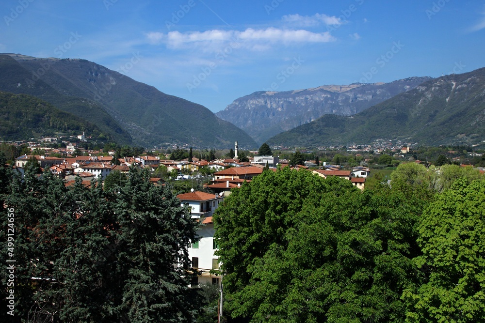 Italy, Veneto: View of Monte Grappa from Bassano.
