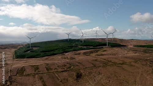 Aerial view of the Cloghervaddy windfarm between Frosses and Glenties in County Donegal photo