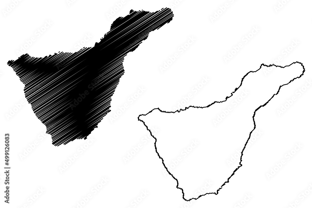 Tenerife island (Kingdom of Spain, Canary Islands) map vector illustration, scribble sketch Tenerife map