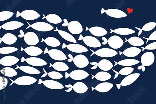 Cute wave fishes. Poster.