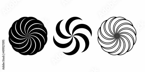Minimal abstract symbol set Circle vortex logo Geometric shape Vector illustration