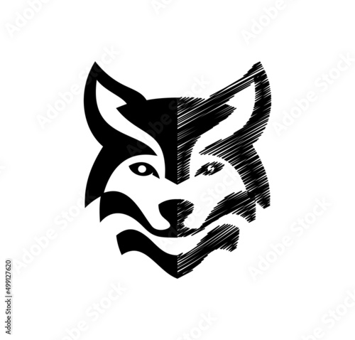 Sketch Wolf Logo Vector Illustration