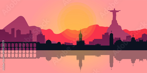 Rio de Janeiro Brazil city skyline vector silhouette
