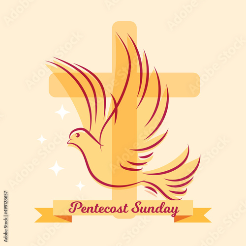 Pentecost Whit Sunday catholic Christian holiday festival celebration card poster vector background design